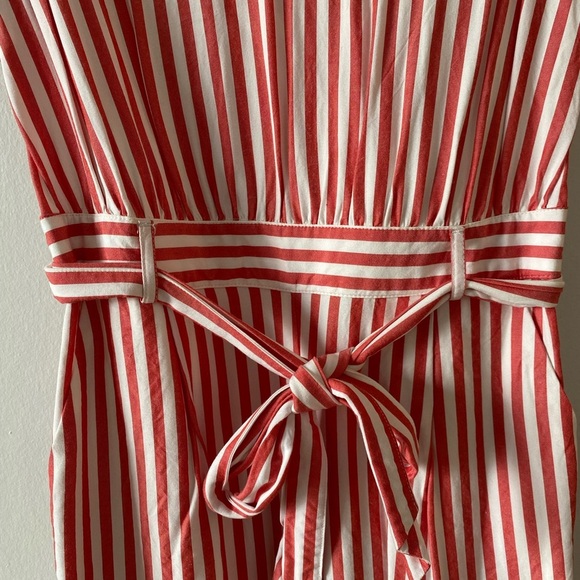 Ann Taylor LOFT Red & White Striped Flutter Tie Waist Romper - Picture 6 of 10